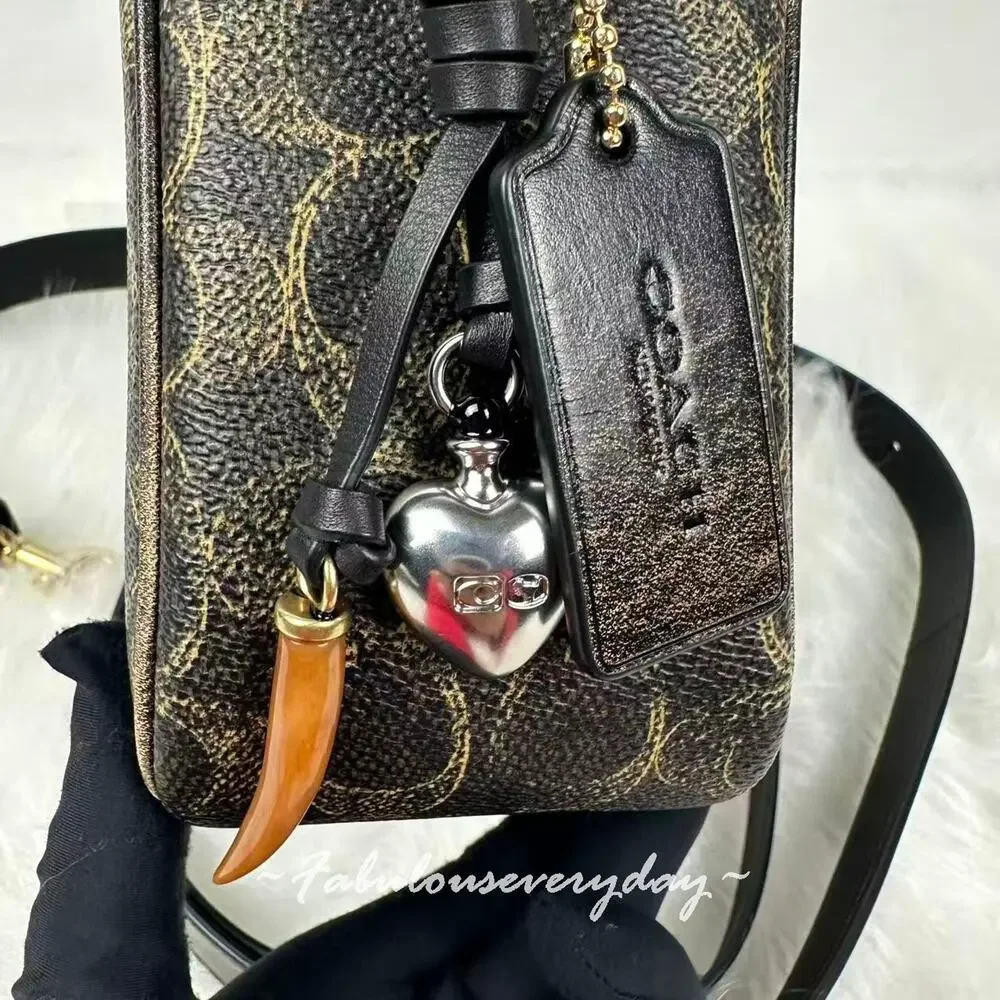 Coach Carey Crossbody Bag In Loved Signature Canvas With Charms Brown CEK68 NWT - Picture 4 of 10